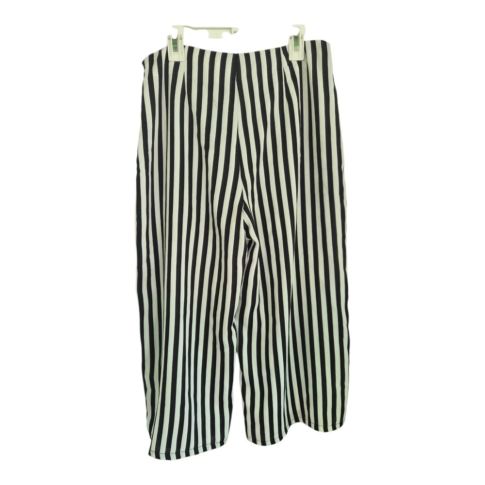 Ark & Co Split Front Culotte Pants Small NWT Black White Striped Wide Leg S - Picture 4 of 7